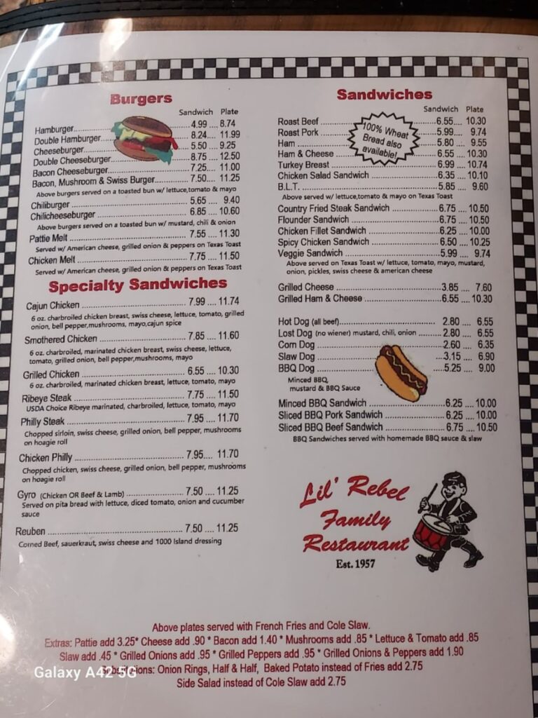 Lil Rebel Family Restaurant Menu 3